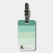 Mannelijk Blauwgroen Groen Ombre Classic Monogram Bagagelabel (Voorkant verticaal)