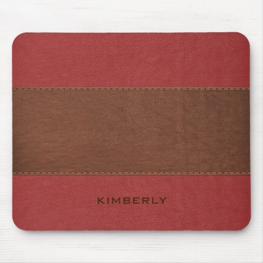 Mannelijk bruin en rood leer muismat (Voorkant)