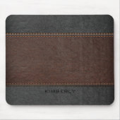 Mannelijk bruin en zwart leer muismat (Voorkant)