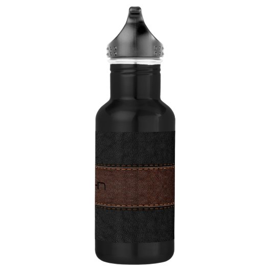 Mannelijk Bruin & Zwart leertextuur Waterfles (Rechts)