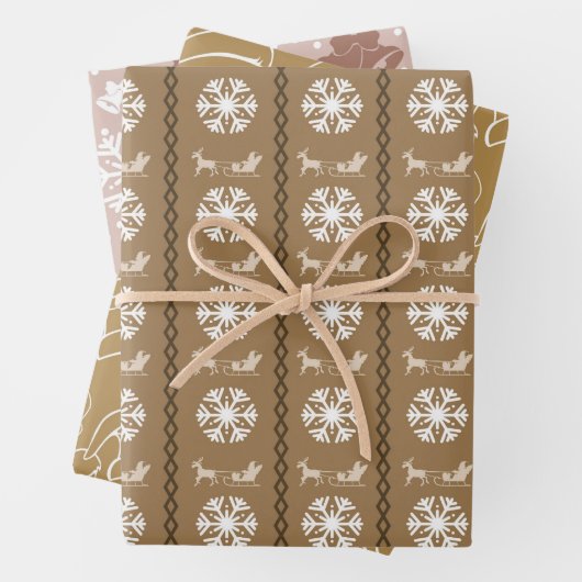 Mannelijk Elegant Bruin Kerstpatroon Inpakpapier Vel (In situ)