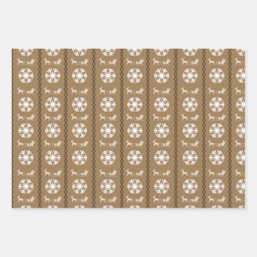 Mannelijk Elegant Bruin Kerstpatroon Inpakpapier Vel (Voorkant)