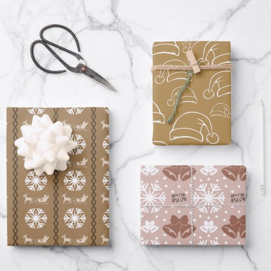 Mannelijk Elegant Bruin Kerstpatroon Inpakpapier Vel (Voorkant)