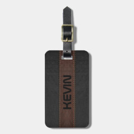 Mannelijk Elegant Grijs & Bruin Leder Bagagelabel