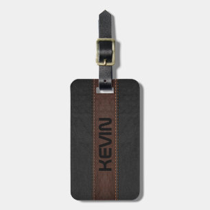Mannelijk Elegant Grijs & Bruin Leder Bagagelabel