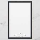 Mannelijk Elegant Zwart Monogrammed Briefpapier (Voorkant)