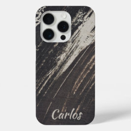 Mannelijk en modern zwart en beige verfstreken iPhone 15 pro case