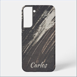 Mannelijk en modern zwart en beige verfstreken samsung galaxy hoesje