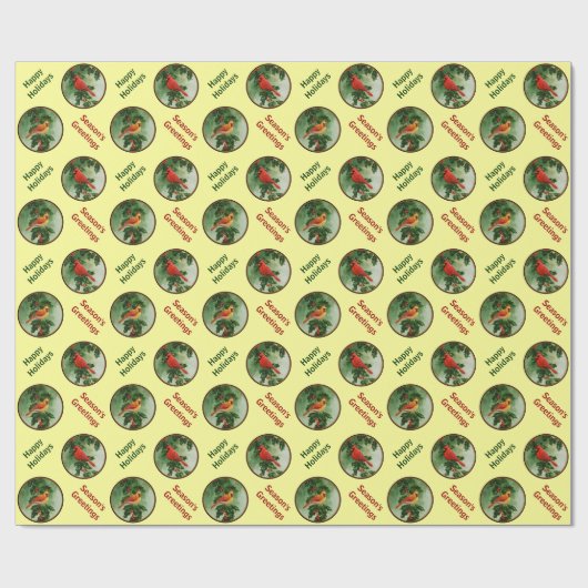 Mannelijk en Vrouw Kardinalen Geel Cadeaupapier (Vlak)