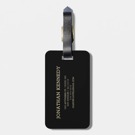 Mannelijk Executive Blauw & Goud Metaal monogram Bagagelabel (Achterkant verticaal)