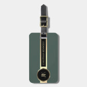 Mannelijk Executive Green & Gold Metalen monogram Bagagelabel (Voorkant verticaal)