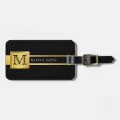 Mannelijk Executive Zwart & Zilver Metalen monogra Bagagelabel (Voorkant horizontaal)