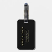 Mannelijk Executive Zwart & Zilver Metalen monogra Bagagelabel (Achterkant verticaal)