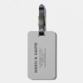 Mannelijk Executive Zwart & Zilver Metalen monogra Bagagelabel (Achterkant verticaal)