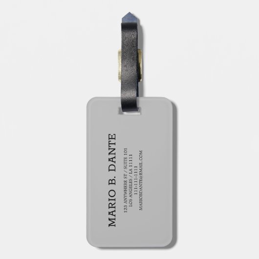 Mannelijk Executive Zwart & Zilver Metalen monogra Bagagelabel (Achterkant verticaal)