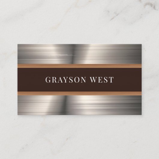 Mannelijk geborsteld metaal Moderne bouw Visitekaartje (Voorkant)