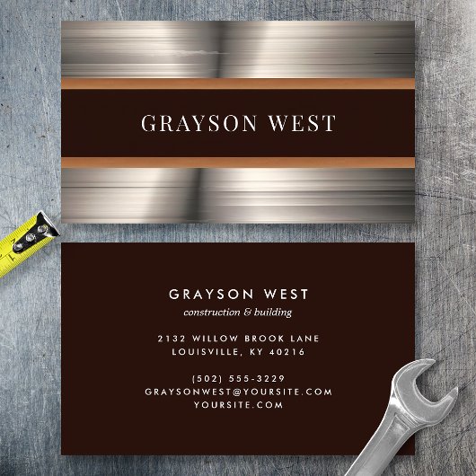 Mannelijk geborsteld metaal Moderne bouw Visitekaartje