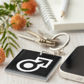 Mannelijk genderpijlsymbool openbaar WC mannen Sleutelhanger (Voorkant Rechts)