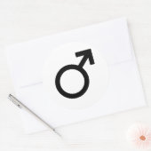 Mannelijk gendersymbool ronde sticker (Envelop)