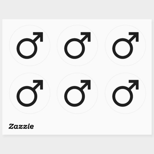 Mannelijk gendersymbool ronde sticker (Vel)