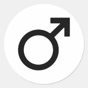 Mannelijk gendersymbool ronde sticker