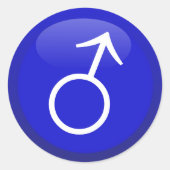 Mannelijk gendersymbool ronde sticker (Voorkant)
