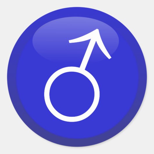 Mannelijk gendersymbool ronde sticker (Voorkant)