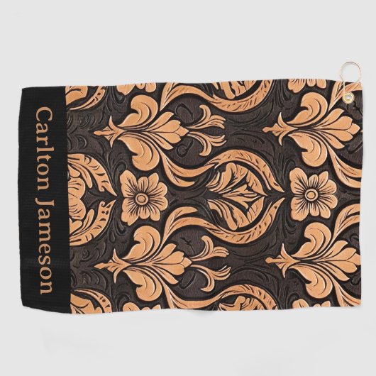 Mannelijk Gereed Leren Western Stijl Custom Golfhanddoek (Horizontaal)