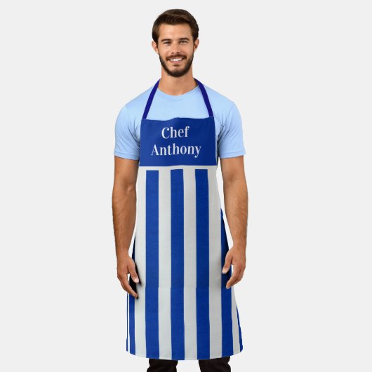 Mannelijk gestreepte chefskookjas schort (Gedragen)