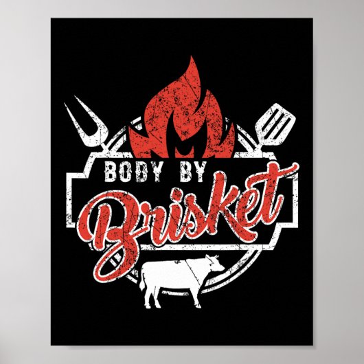 Mannelijk Grappig Bbq Lichaam Door Brisket Grillen Poster (Voorkant)