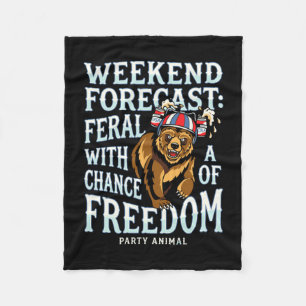 Mannelijk grappige grizzlybeer patriottische zomer fleece deken