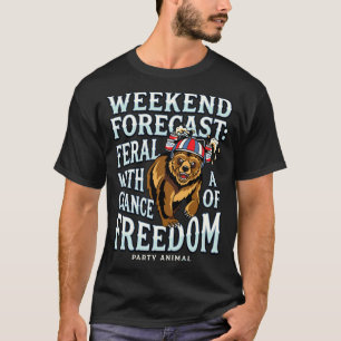 Mannelijk grappige grizzlybeer patriottische zomer t-shirt