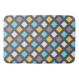 Mannelijk grijs blauw geel geometrisch patroon badmat