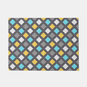 Mannelijk Grijs Blauw Geel Geometrisch Patroon Deurmat