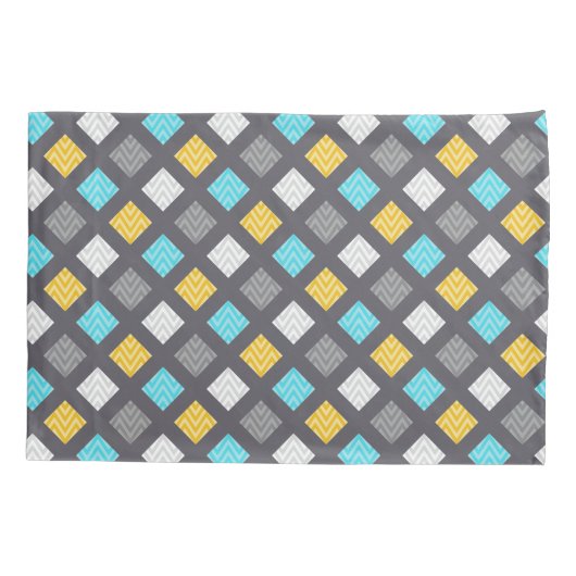 Mannelijk Grijs Blauw Geel Geometrisch Patroon Kussensloop (Achterkant)