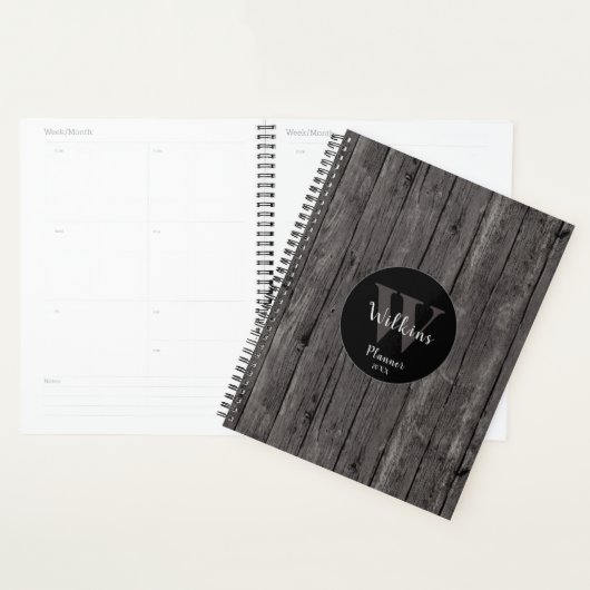 Mannelijk grijs hout Rustiek minimalistisch ontwer Planner (Display)