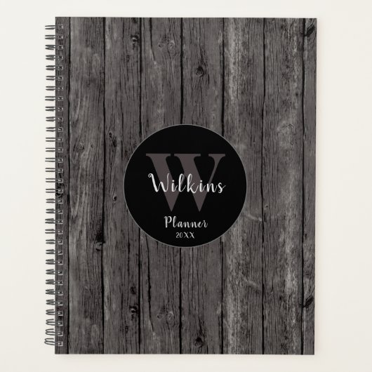 Mannelijk grijs hout Rustiek minimalistisch ontwer Planner (Voorkant)