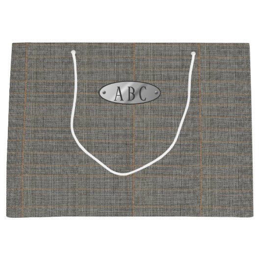 Mannelijk grijs Tweed monogram Giftbag Man Groot Cadeauzakje (Voorkant)