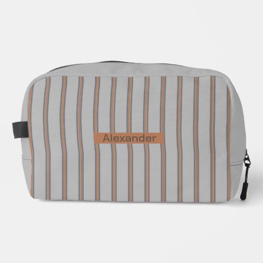 Mannelijk Grijs & Warme Rode Streep Toilettasje (Voorkant)