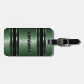 Mannelijk Groen Modern Faux Metallic Stripes Bagagelabel (Voorkant horizontaal)
