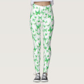 Mannelijk groene vlinder speelse patroon leggings (Voorkant)