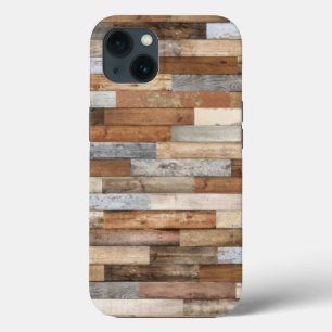 Mannelijk houtnerf rustiek hout iPhone 13 hoesje