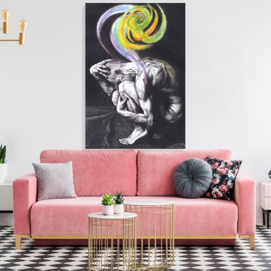 Mannelijk lichaam Kleurrijke ziel Donkere Surreëli Canvas Afdruk (Insitu (Woonkamer))