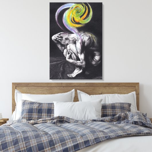 Mannelijk lichaam Kleurrijke ziel Donkere Surreëli Canvas Afdruk (Insitu (Slaapkamer))