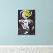 Mannelijk lichaam Kleurrijke ziel Donkere Surreëli Canvas Afdruk (Insitu (Houten vloer))