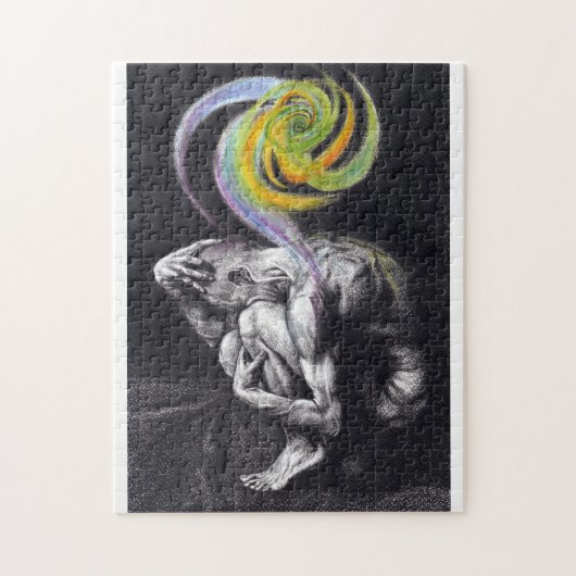 Mannelijk lichaam Kleurrijke ziel Donkere Surreëli Legpuzzel (Verticaal)