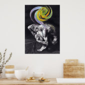 Mannelijk lichaam Kleurrijke ziel Donkere Surreëli Poster (Keuken)