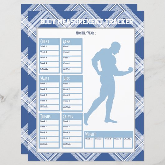 Mannelijk Lichaam Metingen Tracker Gewichtsverlies (Voorkant / Achterkant)