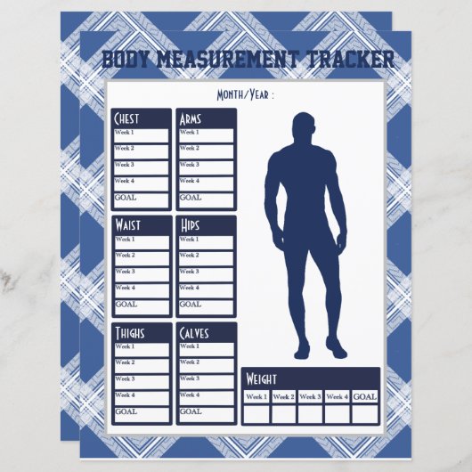 Mannelijk Lichaam Metingen Tracker Gewichtsverlies (Voorkant / Achterkant)
