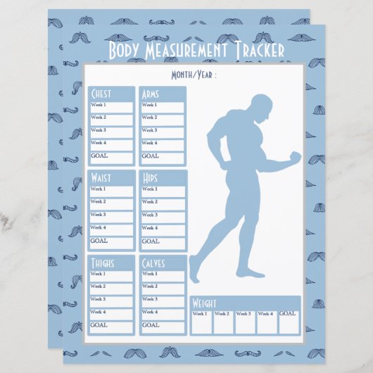 Mannelijk Lichaam Metingen Tracker Gewichtsverlies (Voorkant / Achterkant)